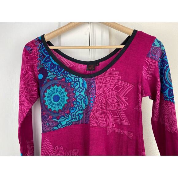 Aller Simplement Women's S Magenta Pink Geometric Midi Dress - Picture 7 of 8